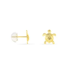 Boucles D'oreilles Puces Almahae Tortue Or Jaune