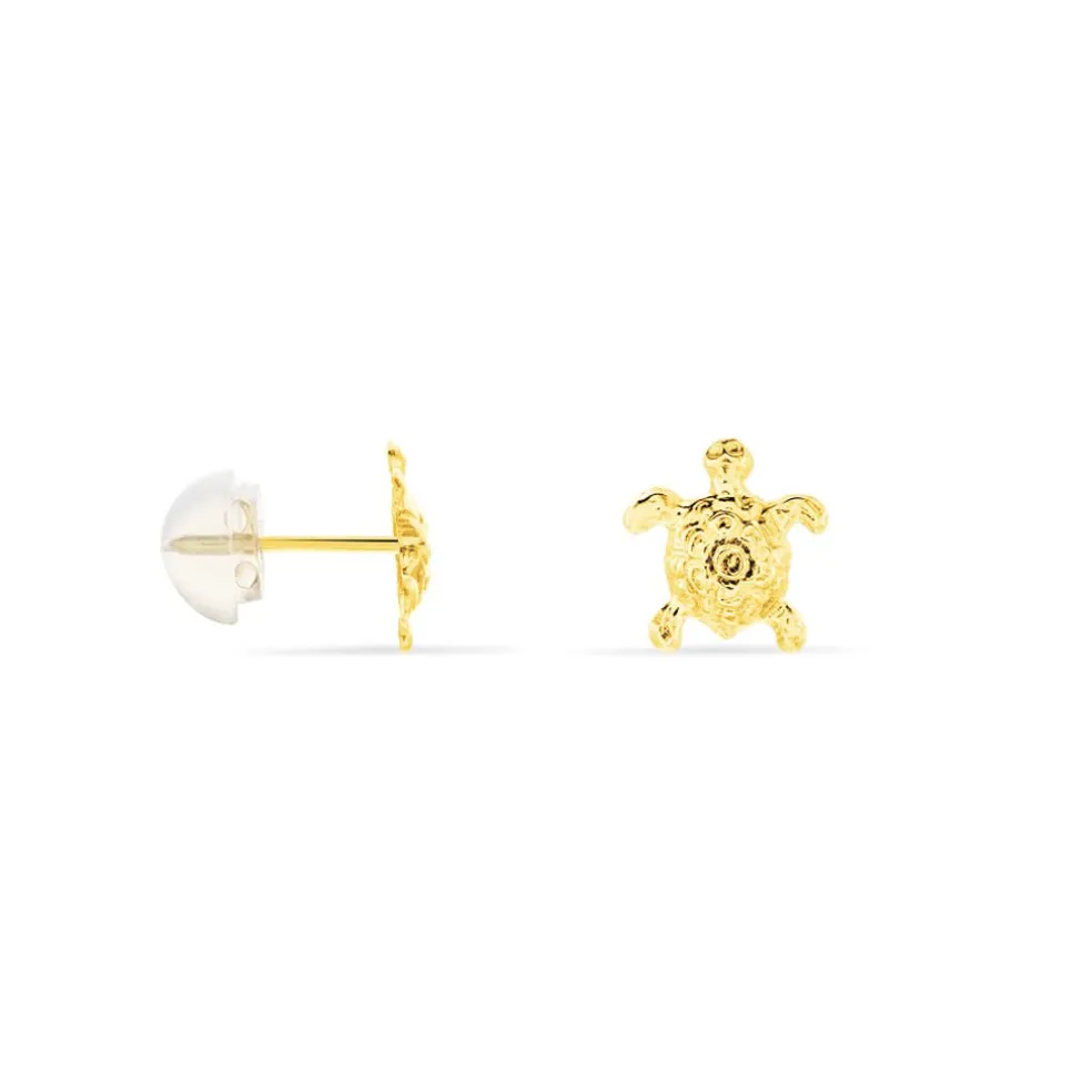 Boucles D'oreilles Puces Almahae Tortue Or Jaune