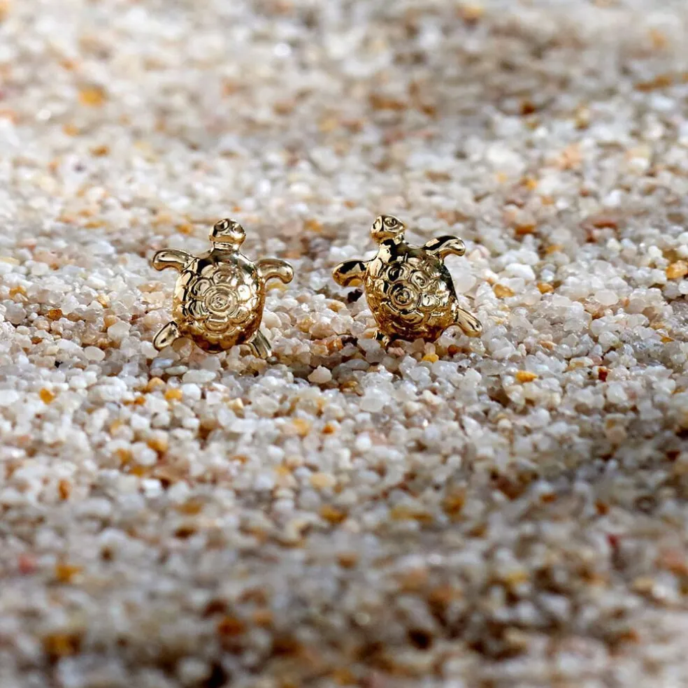 Boucles D'oreilles Puces Almahae Tortue Or Jaune