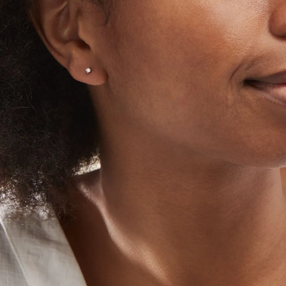 Boucles D'oreilles Puces Aphrodite Or Blanc Diamant