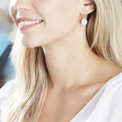 Boucles D'oreilles Puces Alexine Argent Blanc Oxyde De Zirconium