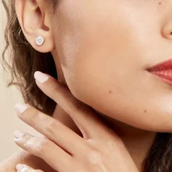 Boucles D'oreilles Puces Argent Blanc Chaker Oxydes De Zirconium