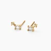 Boucles D'oreilles Puces Ashtad Or Jaune Oxyde De Zirconium