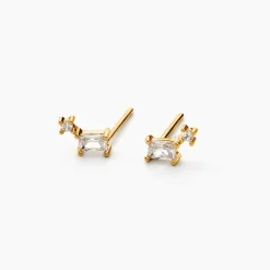 Boucles D'oreilles Puces Ashtad Or Jaune Oxyde De Zirconium
