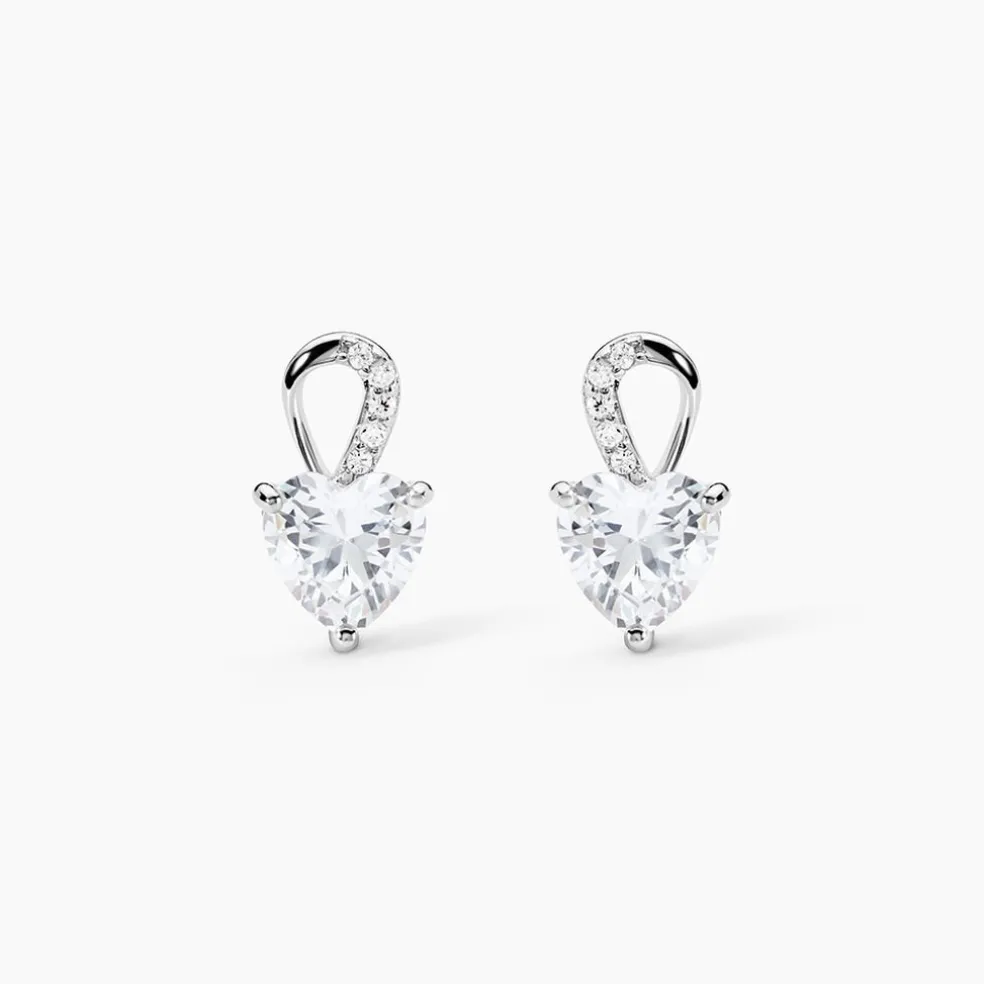 Boucles D'oreilles Puces Atieno Argent Blanc Oxyde De Zirconium