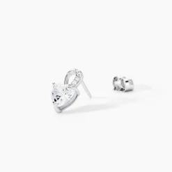 Boucles D'oreilles Puces Atieno Argent Blanc Oxyde De Zirconium