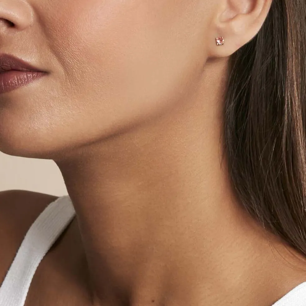 Boucles D'oreilles Puces Argent Rose Rio Santa Teresa Oxyde