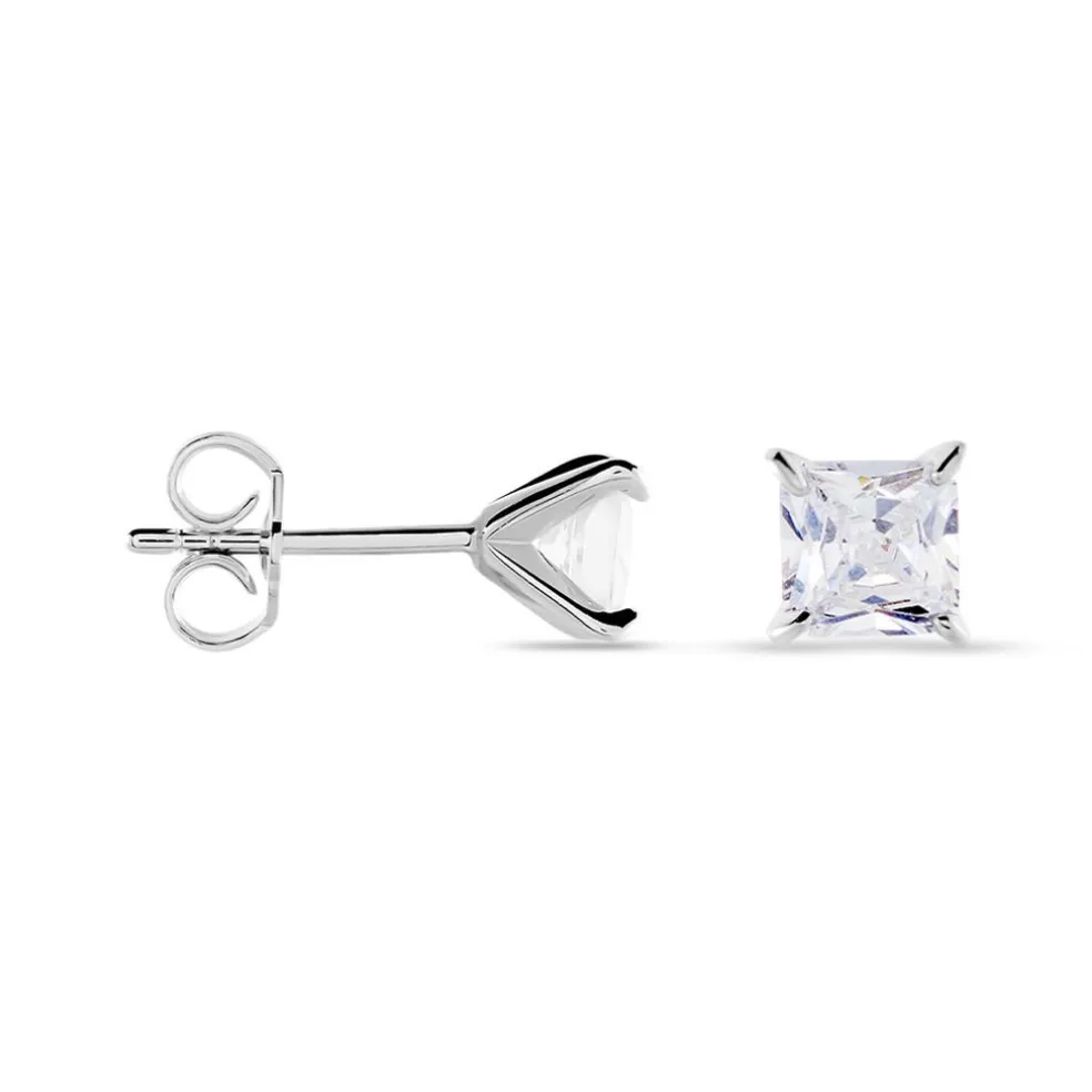 Boucles D'oreilles Puces Alys Argent Blanc Oxyde De Zirconium