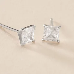 Boucles D'oreilles Puces Alys Argent Blanc Oxyde De Zirconium