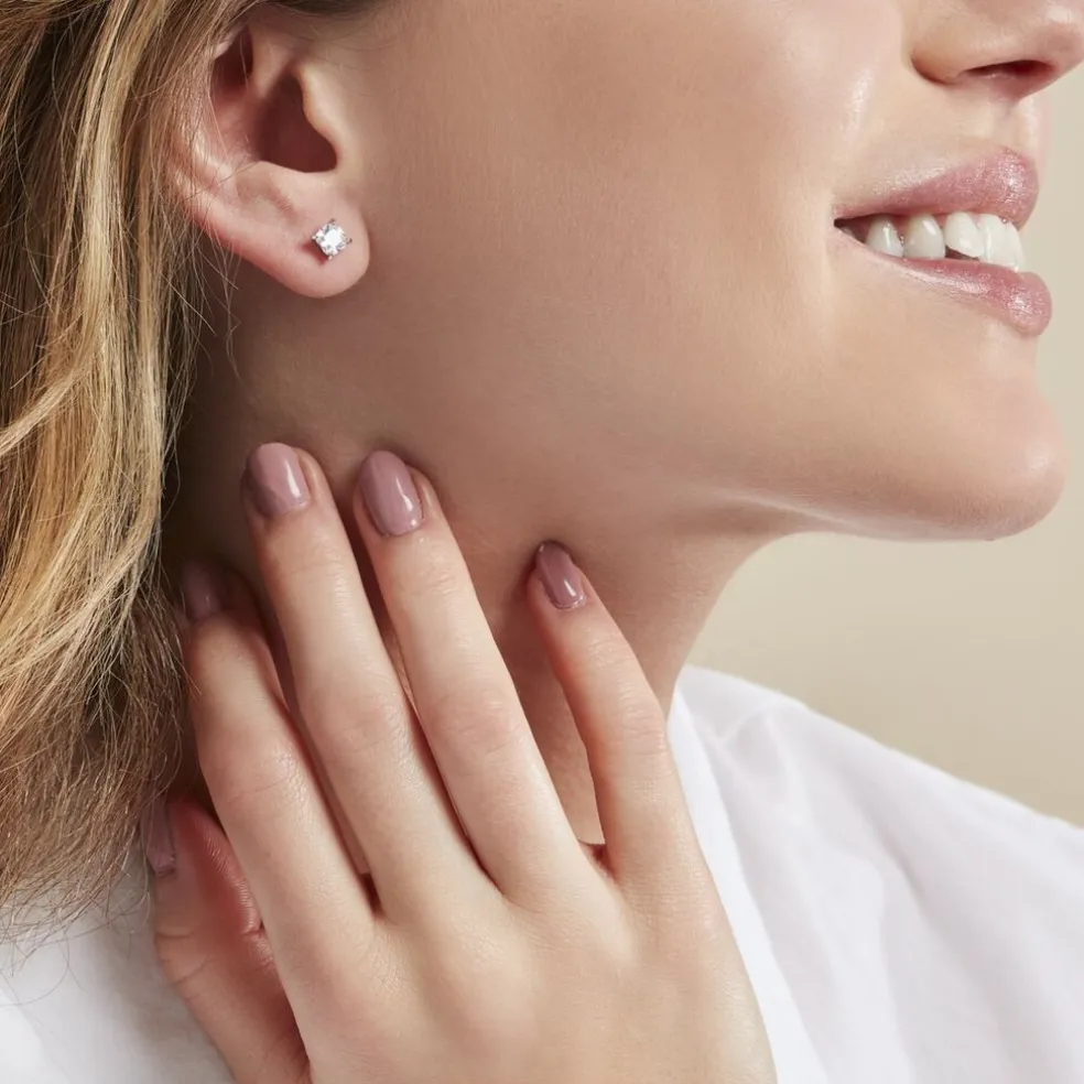 Boucles D'oreilles Puces Alys Argent Blanc Oxyde De Zirconium