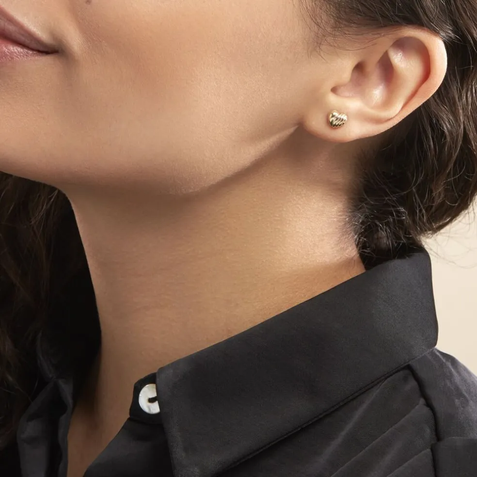 Boucles D'oreilles Puces Anne-maudae C艙urs Or Jaune