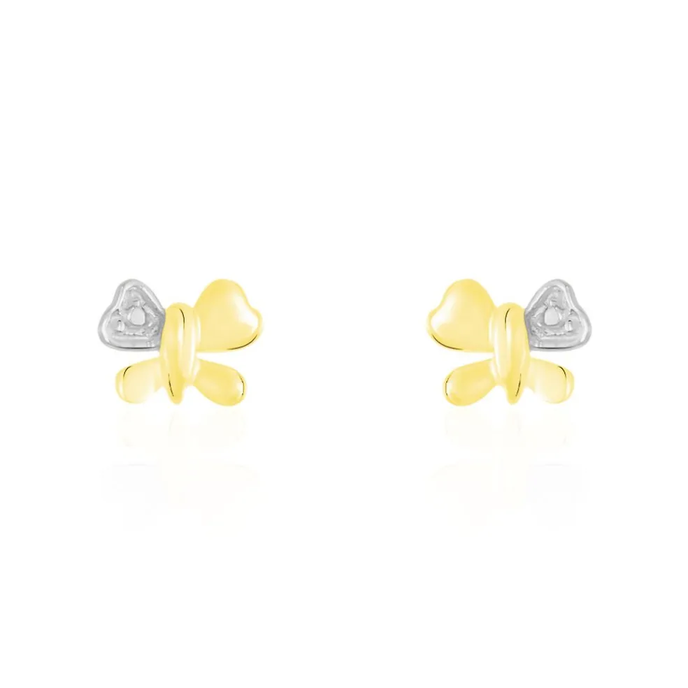 Boucles D'oreilles Puces Bartholomee Papillon Or Jaune