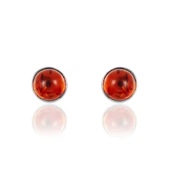 Boucles D'oreilles Puces Brunhild Argent Blanc Ambre