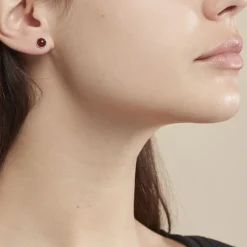 Boucles D'oreilles Puces Brunhild Argent Blanc Ambre