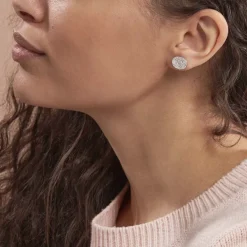 Boucles D'oreilles Puces Blanka Argent Blanc