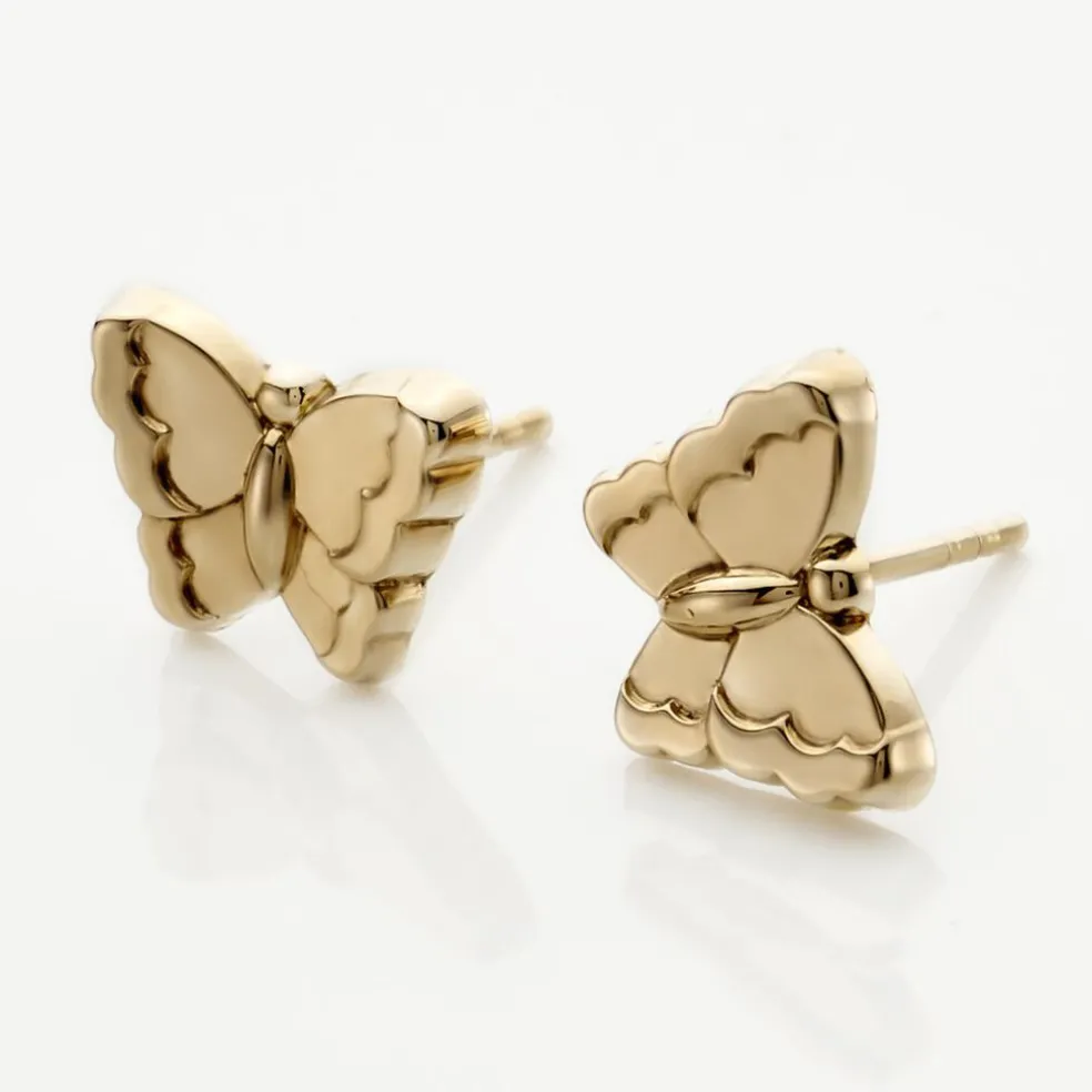 Boucles D'oreilles Puces Bartholomée Papillon Or Jaune