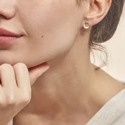 Boucles D'oreilles Puces Berangere Cercle Or Bicolore