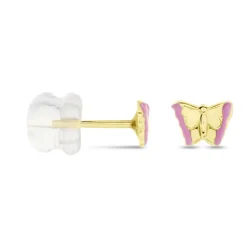 Boucles D'oreilles Puces Bartholomée Papillon Or Jaune