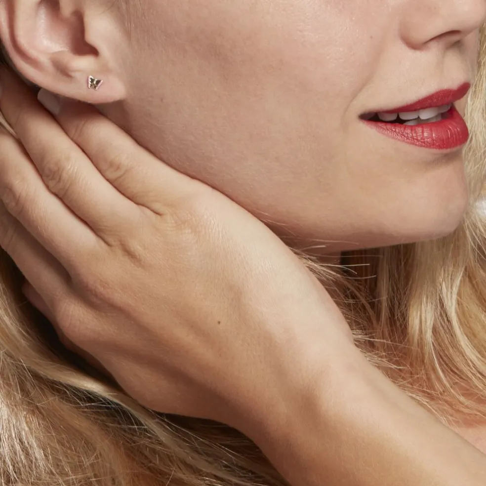 Boucles D'oreilles Puces Bartholomée Papillon Or Jaune