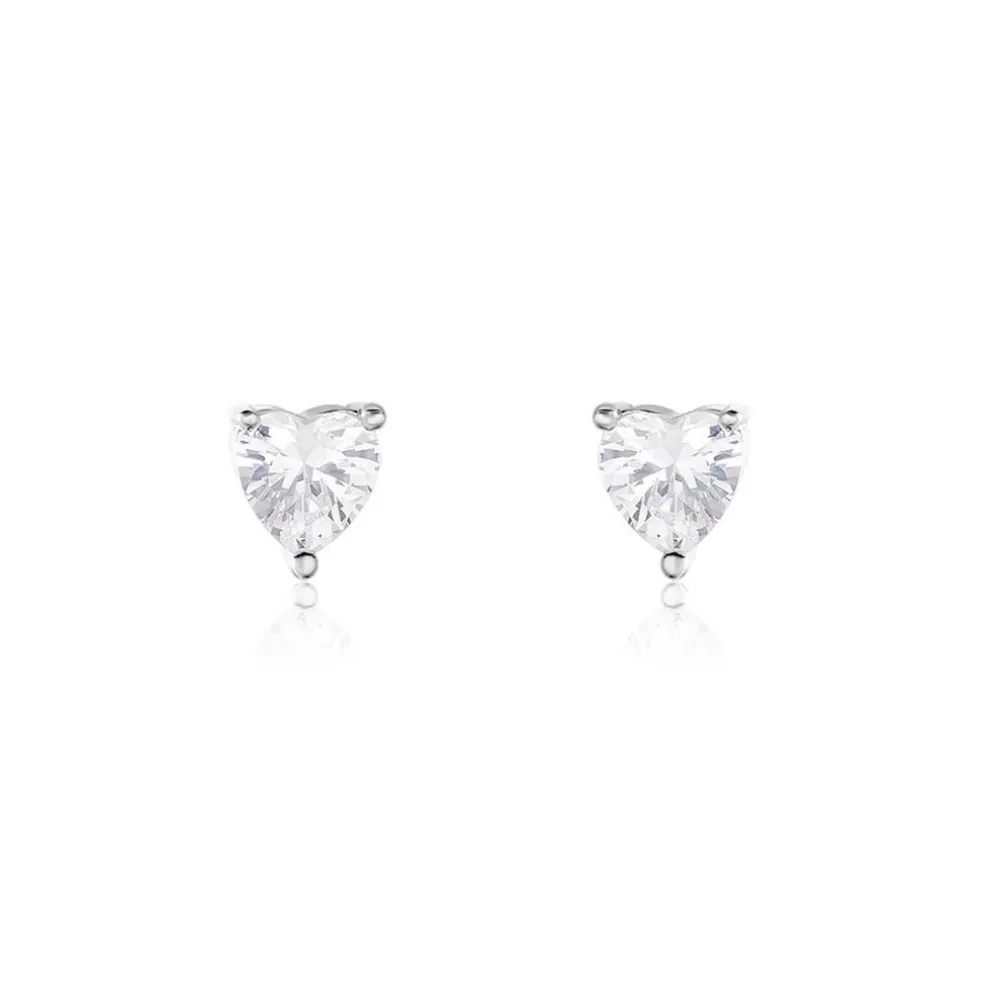 Boucles D'oreilles Puces Breana Argent Blanc Oxyde De Zirconium