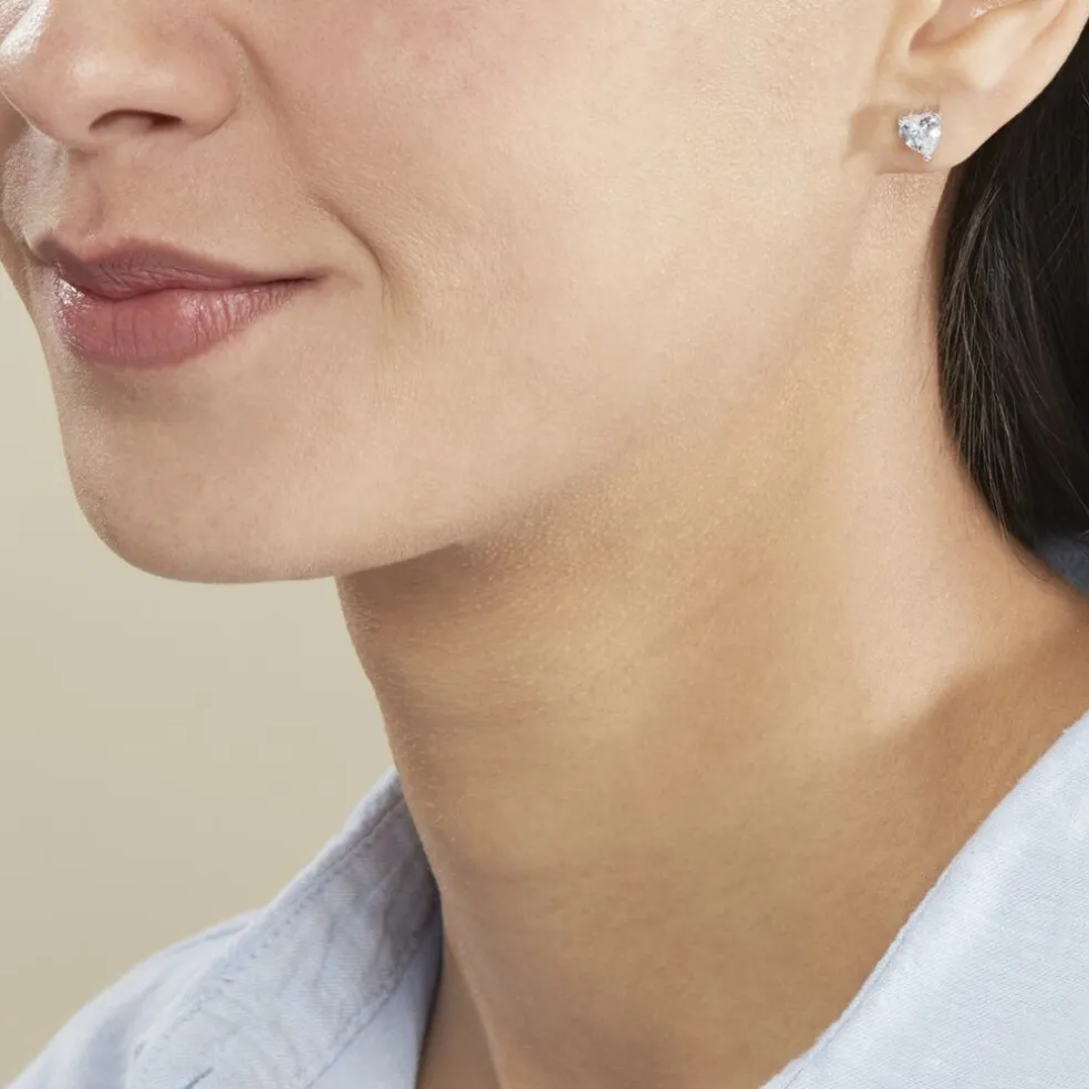 Boucles D'oreilles Puces Breana Argent Blanc Oxyde De Zirconium