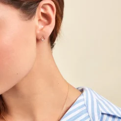 Boucles D'oreilles Puces Brent Or Jaune Oxyde De Zirconium