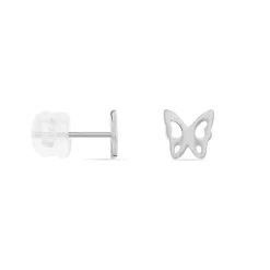 Boucles D'oreilles Puces Bartholomee Papillon Or Blanc