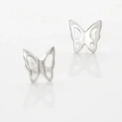 Boucles D'oreilles Puces Bartholomee Papillon Or Blanc