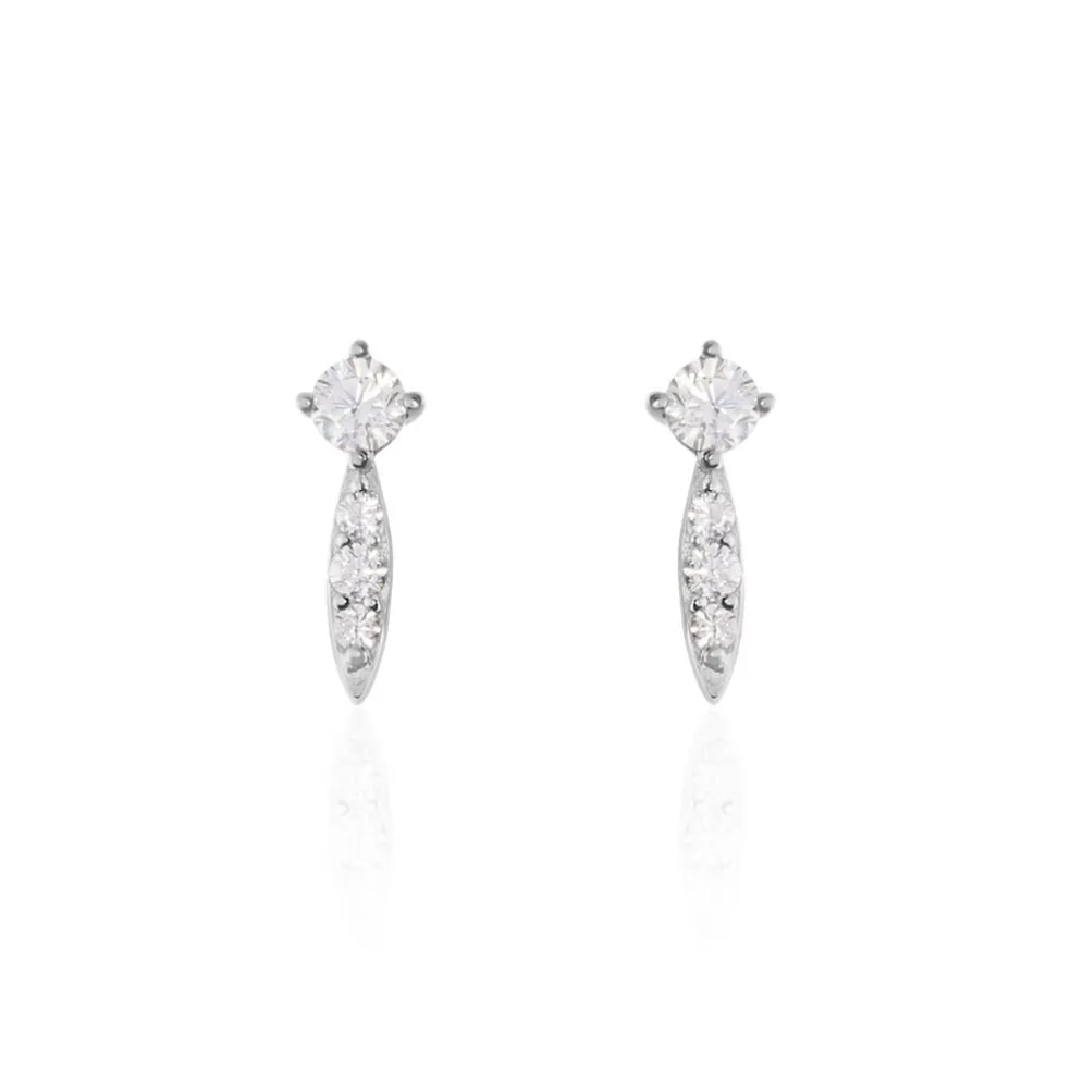 Boucles D'oreilles Puces Bormana Argent Blanc Oxyde De Zirconium