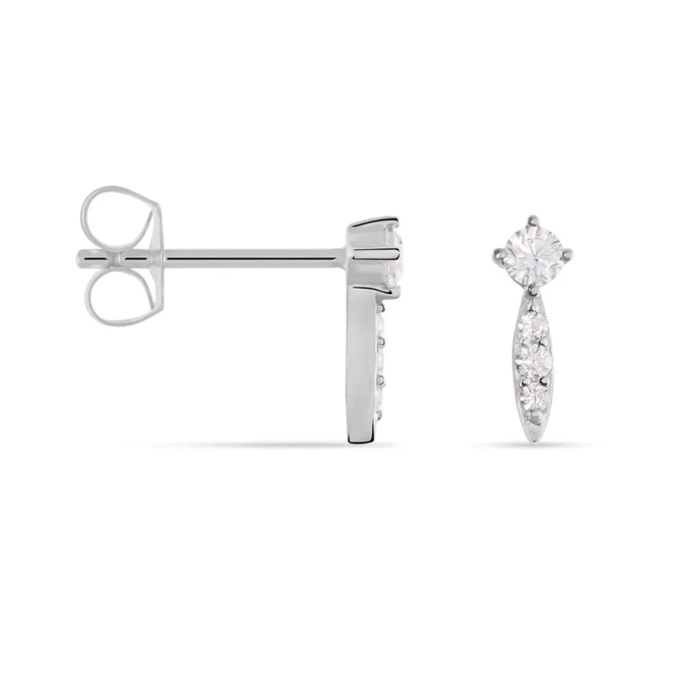 Boucles D'oreilles Puces Bormana Argent Blanc Oxyde De Zirconium