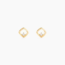 Boucles D'Oreilles Puces Brent Or Jaune Oxyde De Zirconium
