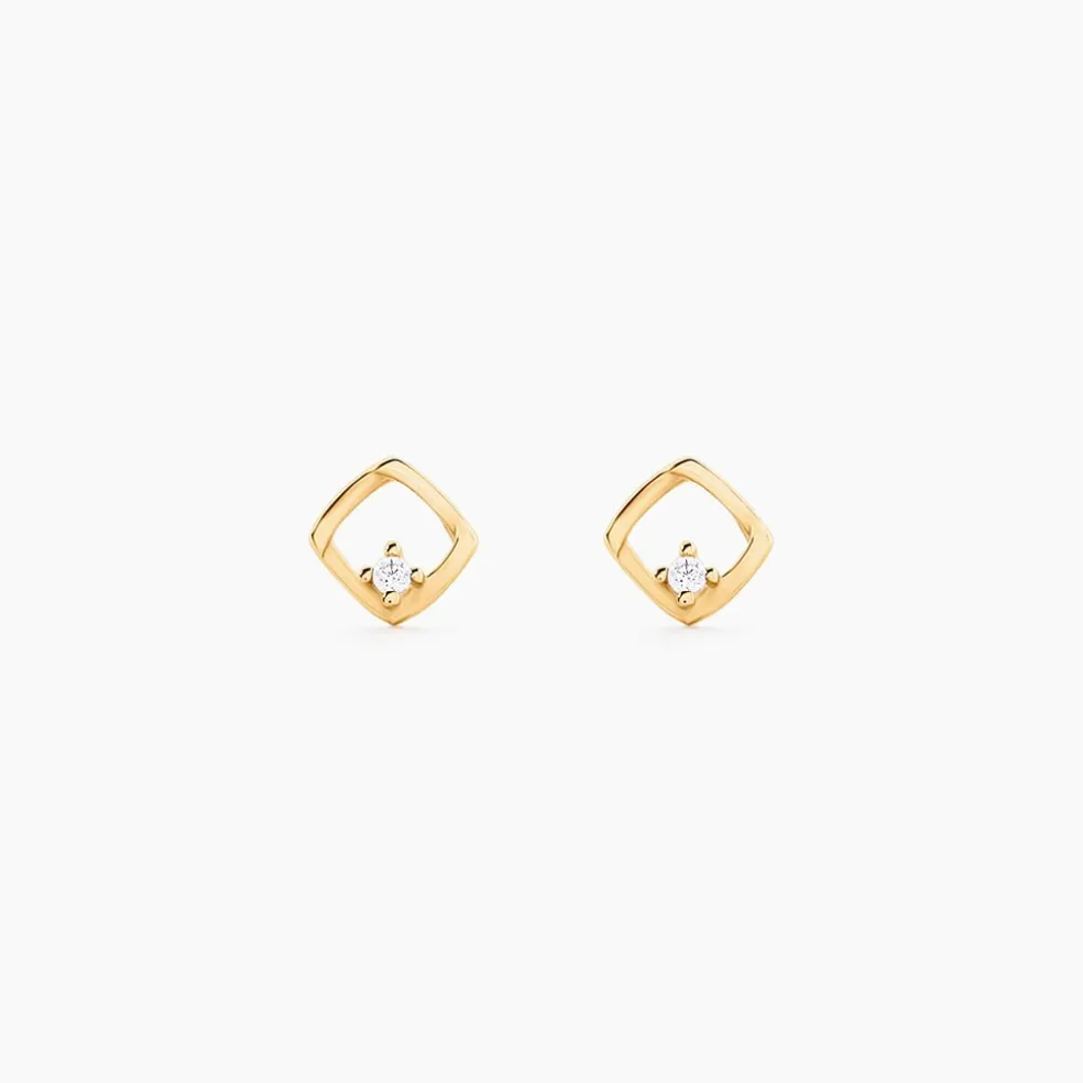 Boucles D'Oreilles Puces Brent Or Jaune Oxyde De Zirconium