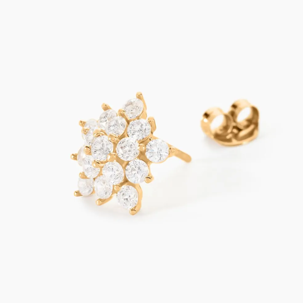 Boucles D'oreilles Puces Bleuenn Plaqué Or Jaune Oxyde De Zirconium