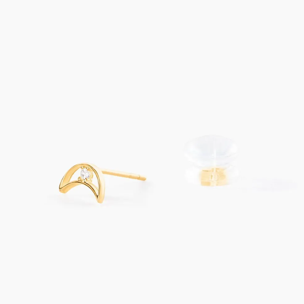 Boucles D'Oreilles Puces Brent Or Jaune Oxyde De Zirconium