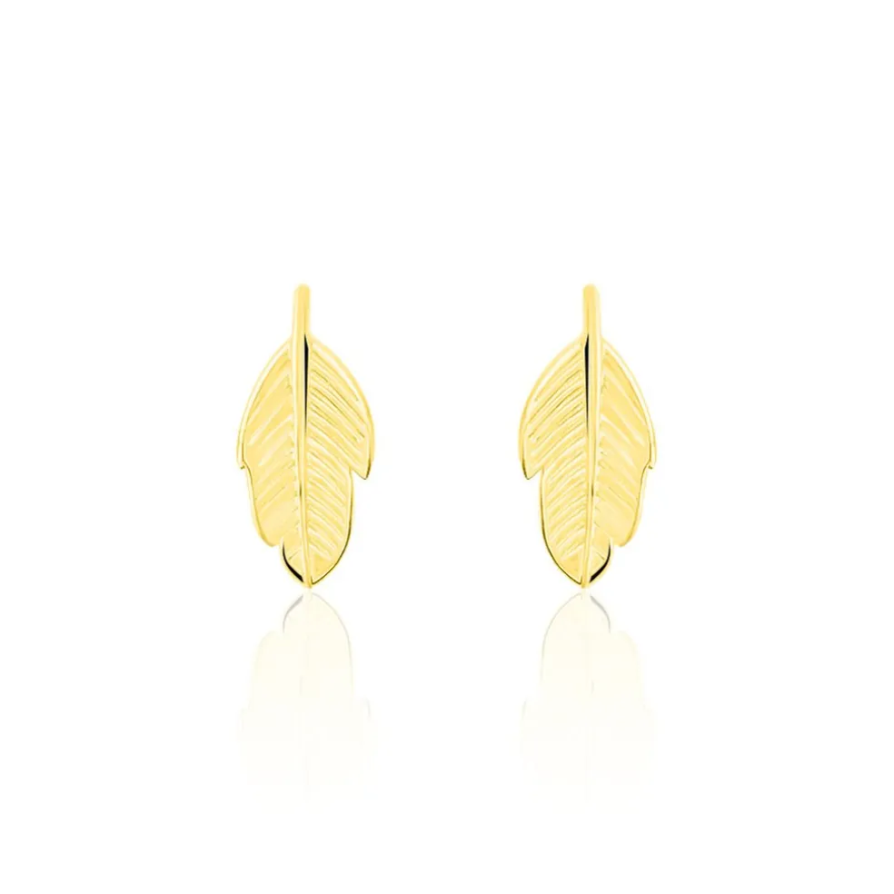 Boucles D'oreilles Puces Bartolomea Feuilles Or Jaune