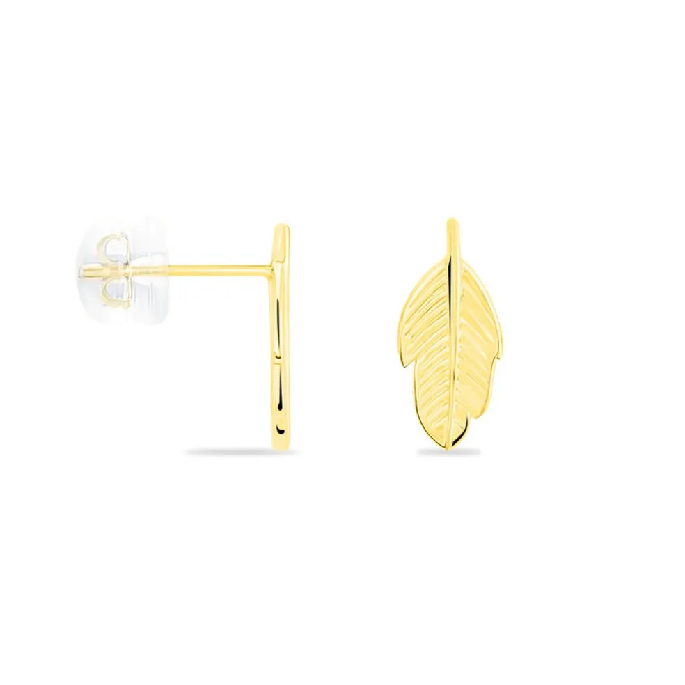 Boucles D'oreilles Puces Bartolomea Feuilles Or Jaune