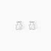 Boucles D'oreilles Puces Baptista Ours Or Blanc Oxydes
