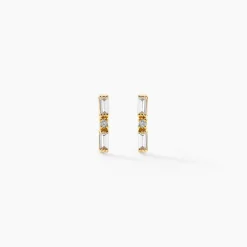 Boucles D'oreilles Puces Brant Or Jaune Oxyde De Zirconium