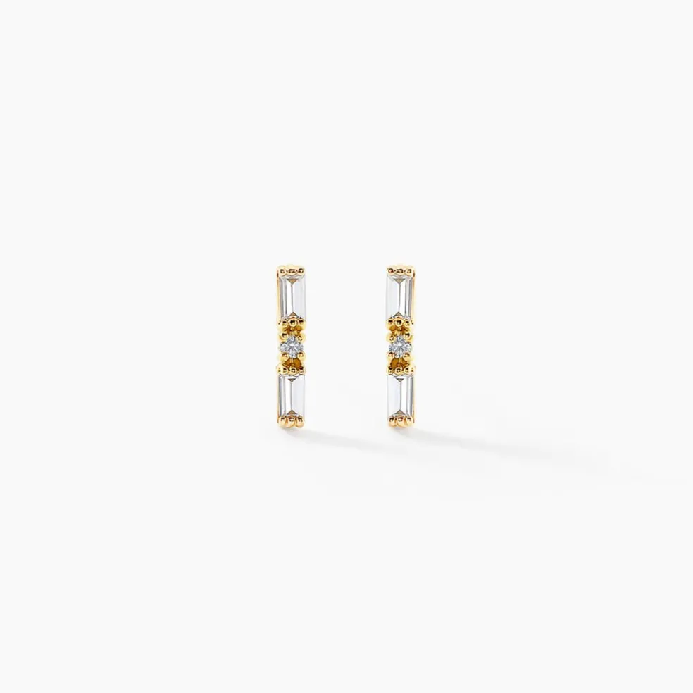 Boucles D'oreilles Puces Brant Or Jaune Oxyde De Zirconium