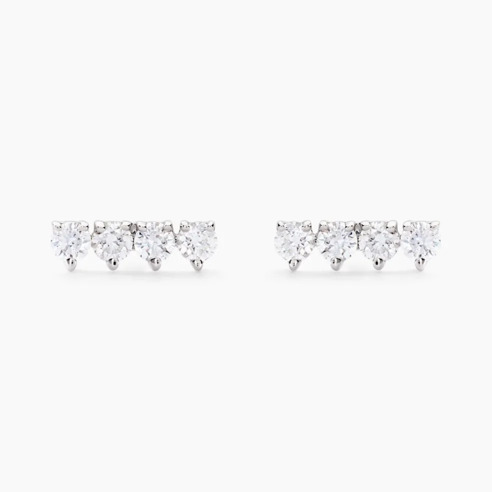 Boucles D'oreilles Puces Blitalia Or Blanc Diamant Synthétique