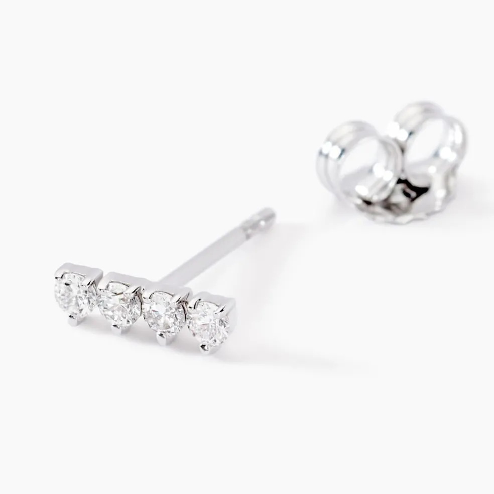 Boucles D'oreilles Puces Blitalia Or Blanc Diamant Synthétique