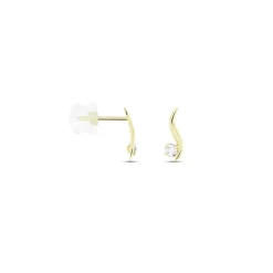 Boucles D'oreilles Puces Beryl Virgule Or Jaune Oxyde De Zirconium