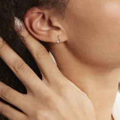 Boucles D'oreilles Puces Beryl Virgule Or Jaune Oxyde De Zirconium