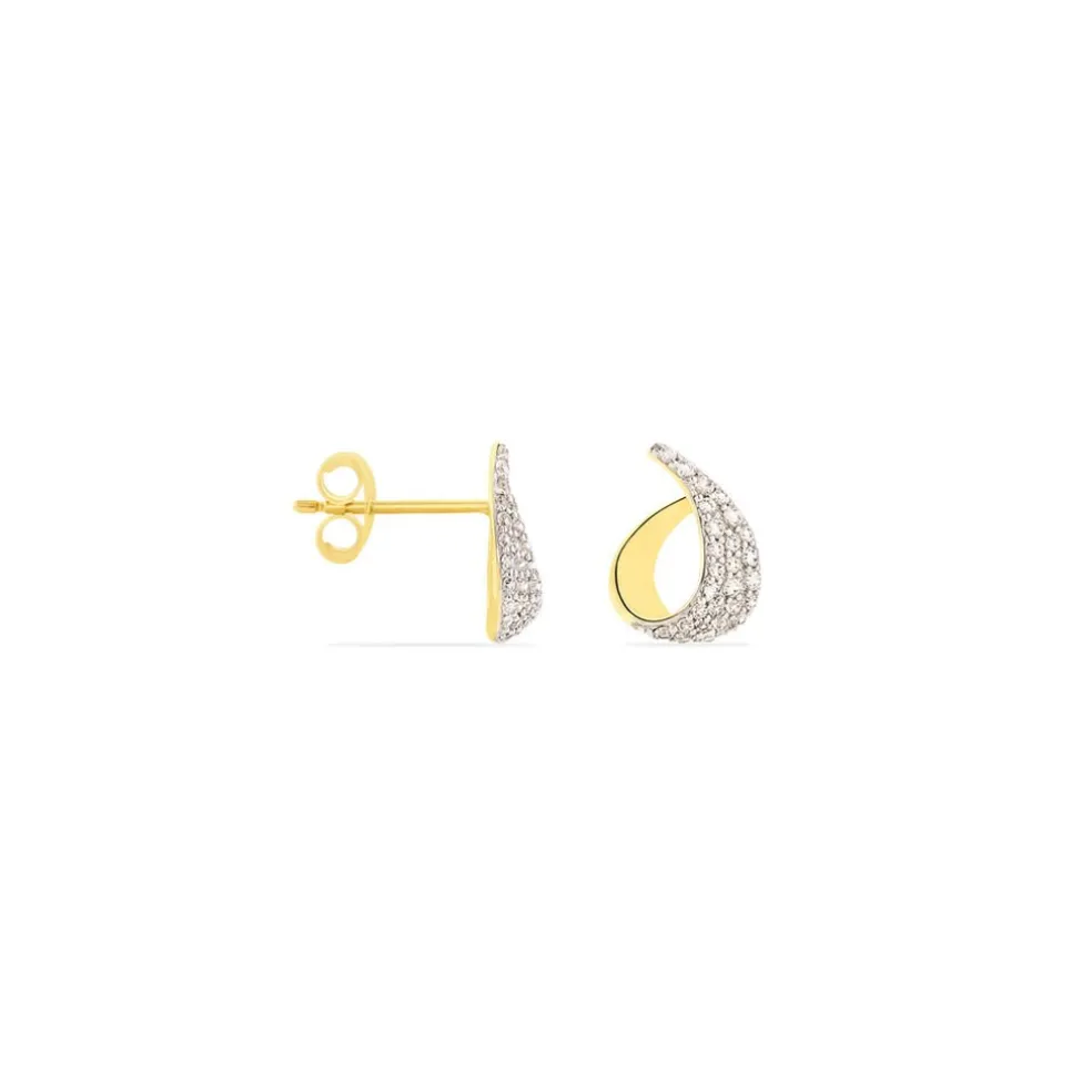 Boucles D'oreilles Puces Boucle D'or Or Jaune Oxyde De Zirconium