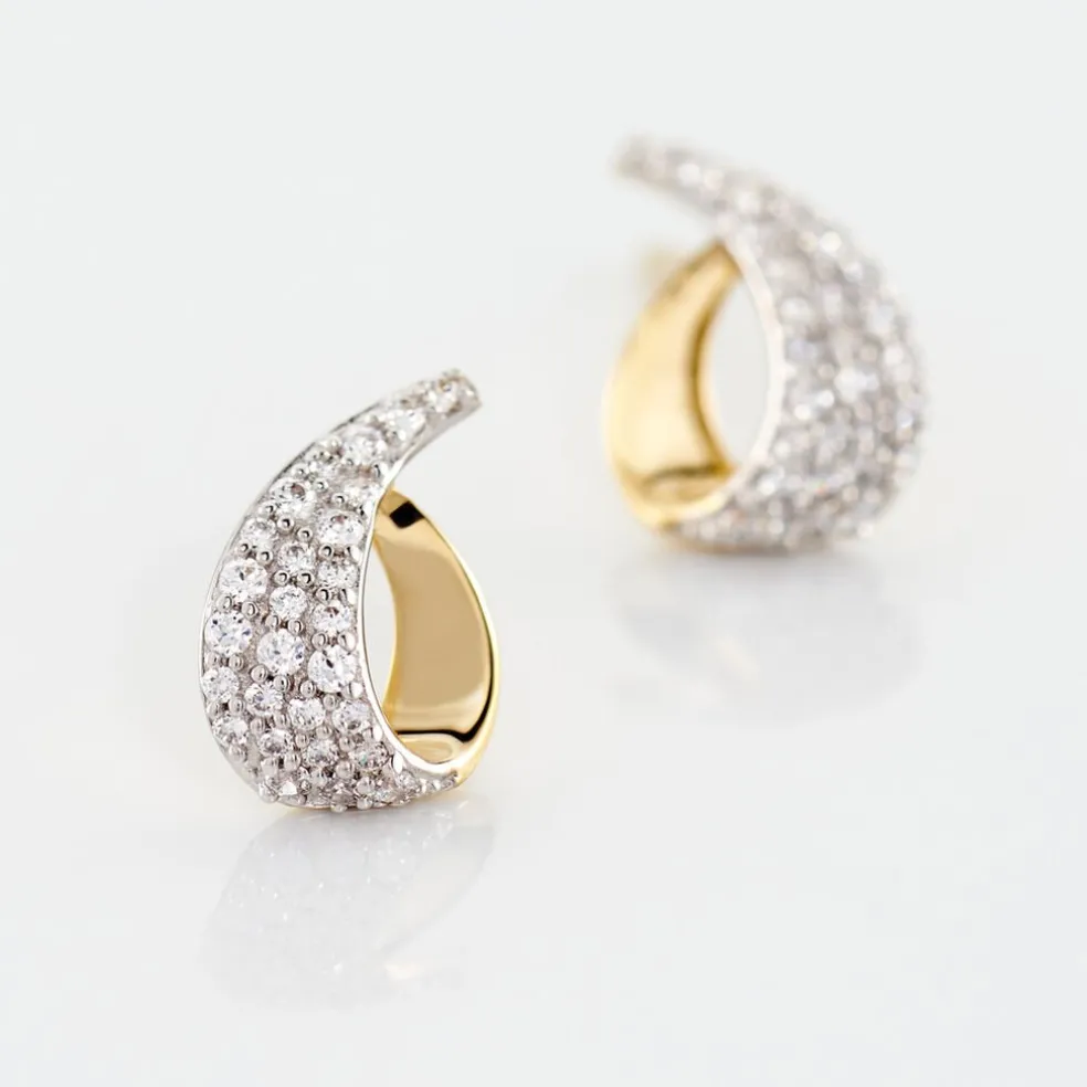 Boucles D'oreilles Puces Boucle D'or Or Jaune Oxyde De Zirconium