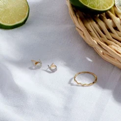 Boucles D'oreilles Puces Boucle D'or Or Jaune Oxyde De Zirconium