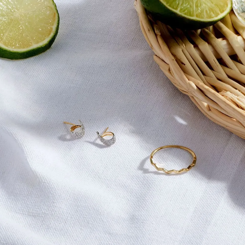 Boucles D'oreilles Puces Boucle D'or Or Jaune Oxyde De Zirconium