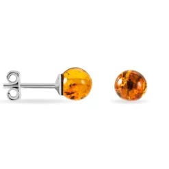 Boucles D'oreilles Puces Brunhild Argent Blanc Ambre