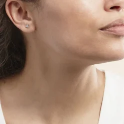 Boucles D'oreilles Puces Bartoumieu Argent Blanc Oxyde De Zirconium