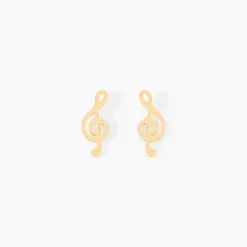 Boucles D'oreilles Puces Bayram Musique Or Jaune